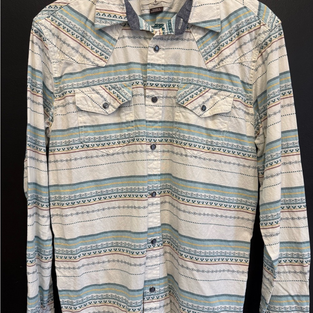 Men's Blue and Cream Striped Casual Button Down Shirt by Cody James